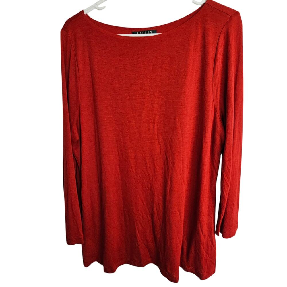 Lauren Ralph Lauren Womens Pullover Top Size XL Stretch Preppy Classic Holiday